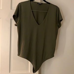 Express | Body Contour Double Layer V-Neck Thong Bodysuit